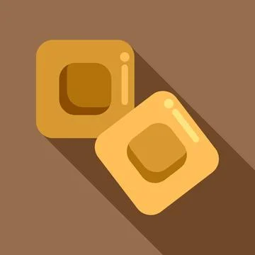 Caramel candy toffee squares flat design icon Stock Illustration