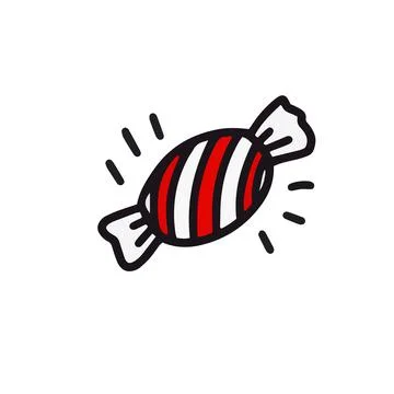 Caramel candy on a white background. Doodle style Stock Illustration
