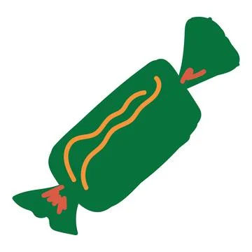 Caramel Candy Wrapped In Green Wrapper 스톡 일러스트