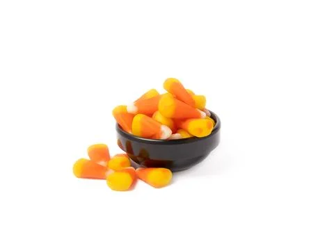 Caramel corn candy isolated on white background. Stock Photos