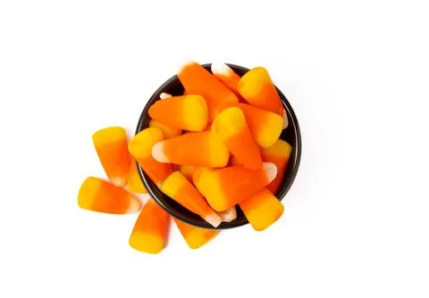 Caramel corn candy isolated on white background. Stock Photos