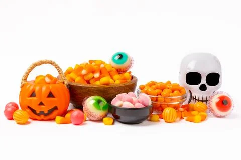 Caramel corn candy isolated on white background. Stock Photos