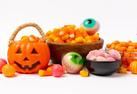 Caramel corn candy isolated on white background. Stock Photos
