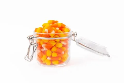 Caramel corn candy isolated on white background. Stock Photos