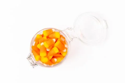 Caramel corn candy isolated on white background. Stock Photos