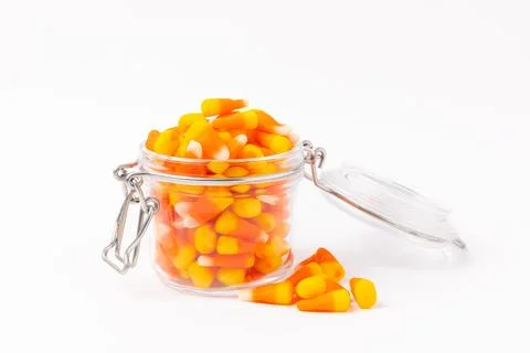 Caramel corn candy isolated on white background. Stock Photos