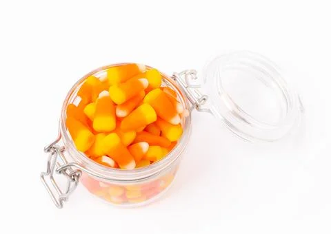 Caramel corn candy isolated on white background. Stock Photos