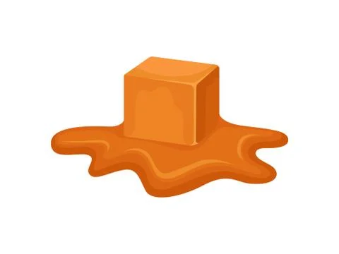 Caramel cube on white background. Vector illustration. Illustrazione stock
