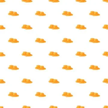 Caramel cubes creating seamless sweet dessert pattern Stock Illustration