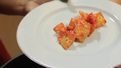 Caramel dumpling dish. The restaurant menu is ready Stock Footage 334647295