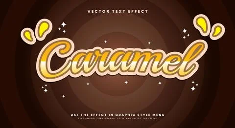 Caramel editable text effect template Illustrazione stock