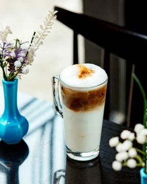 Caramel latte on the table Stock Photos