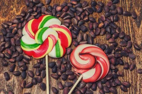 Caramel lollipops Stock Photos