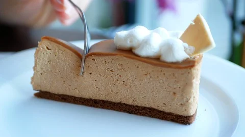 Caramel mousse cake Stock Footage 103173040