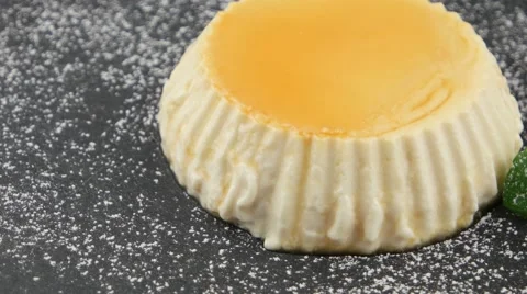 Caramel panna cotta dessert (loop) Stock Footage 57659240