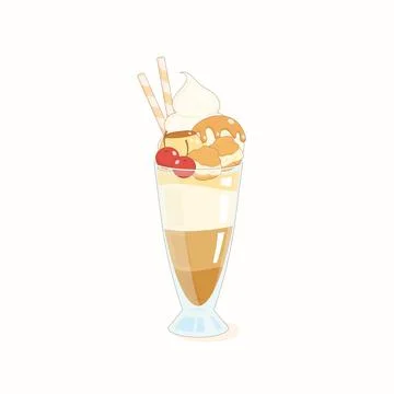 Caramel parfait dessert Stock Illustration