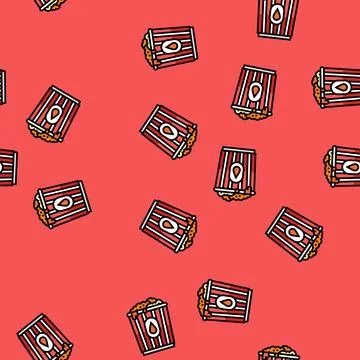 Caramel popcorn food vector seamless pattern Stock Illustration