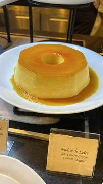 Caramel Pudding on Display Plate Stock Photos