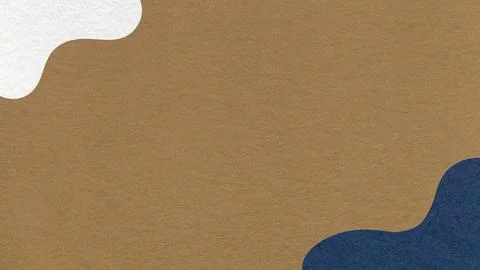 Caramel textured paper background with dark blue white fluid blob corner sh.. Illustrazione stock