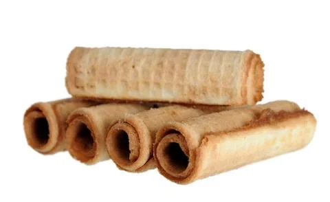 Caramel waffle rolls Stock Photos