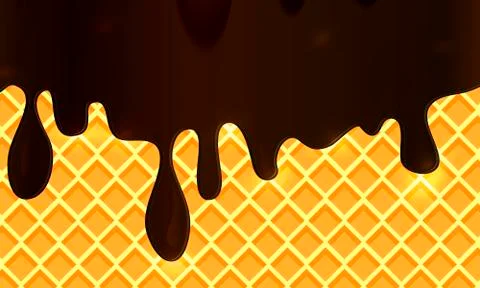 Caramel wave on waffle Stock Illustration