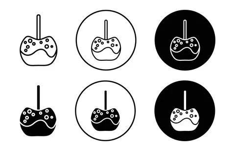 Caramelized apple flat line icon set. caramelized apple Thin line illustrat.. Stock Illustration