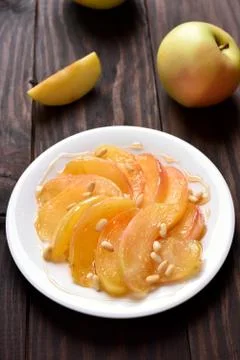 Caramelized apple slices Stock Photos