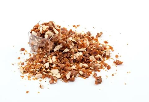 Caramelized crumbled Almonds Stock Photos