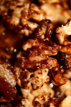 Caramelized nuts close up background macro modern high quality prints Stock Photos