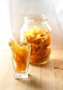 Caramelized stem ginger Stock Photos