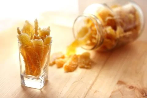 Caramelized stem ginger Stock Photos
