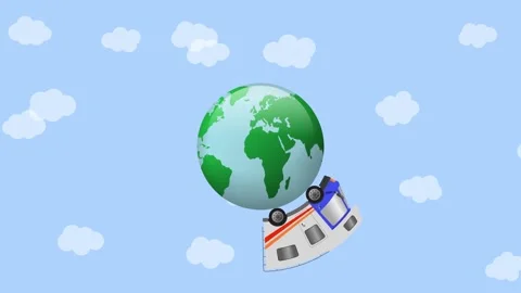 Caravan and globe animation. Stock Footage 289830156