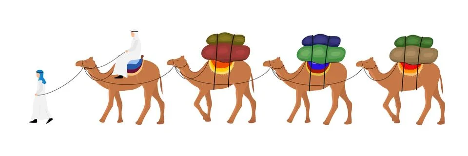 A caravan with camels Stock Illustration
