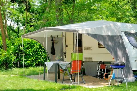 Caravan at a camp site Stock Photos