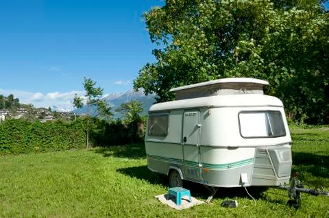 Caravan at camping Stock Photos