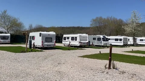 Caravan Camping Site in Nature, Full Of Caravans, Campground in Agva, Turkey Stock Footage 183824383
