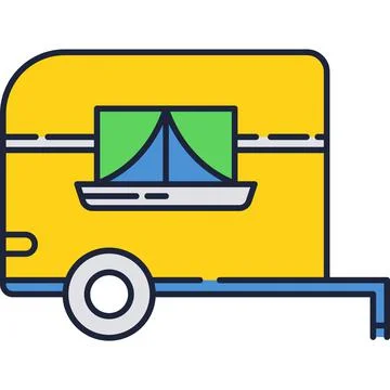 Caravan icon vector rv camper trailer isolated Stock Illustration