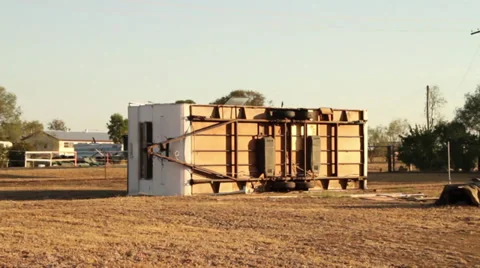 Caravan on its side Stock Footage 31687282