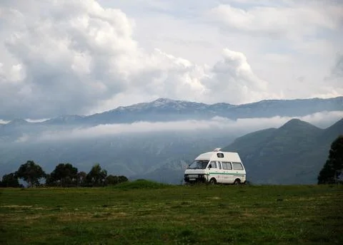 Caravan in the mountains Stock Photos