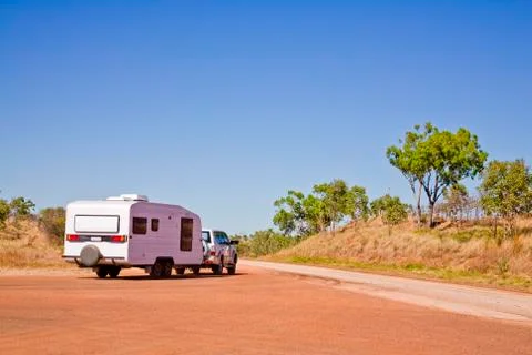 Caravan in outback australia Stock Photos