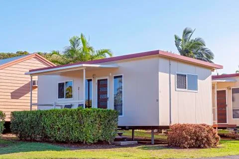 Caravan Park Cabin Accommodation Stock Photos