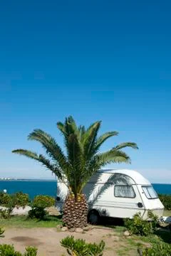 Caravan at the sea side Stock-Fotos