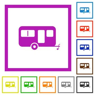 Caravan trailer flat framed icons Illustrazione stock