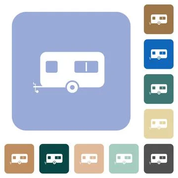 Caravan trailer rounded square flat icons Illustrazione stock