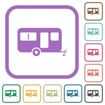 Caravan trailer simple icons Illustrazione stock