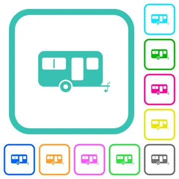 Caravan trailer vivid colored flat icons Illustrazione stock