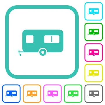 Caravan trailer vivid colored flat icons Illustrazione stock