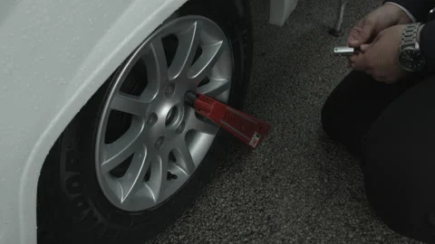 Caravan Wheel clamp Stock Footage 260322869