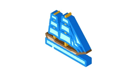 Caravel ancient ship isometric icon animation Stock Footage 327280596