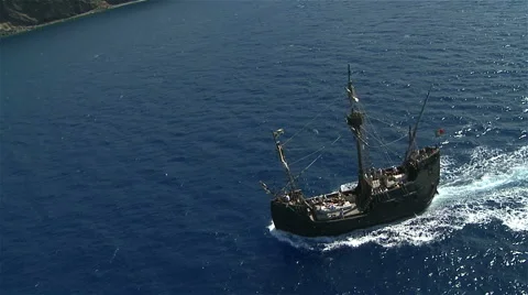 Caravel ship - MADEIA ISLAND - Portugal Stock Footage